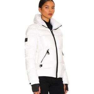 SAM. Women's White Puffer Jacket with Black Accents